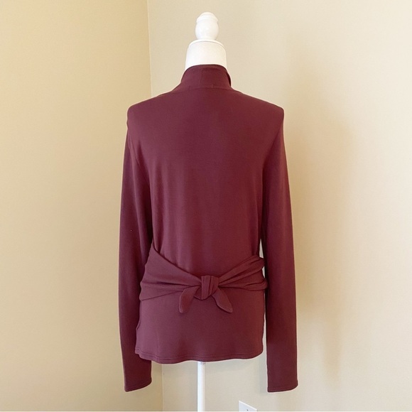 Athleta Poise Dance Wrap Tie Burgundy Sweater - Medium - Picture 5 of 16